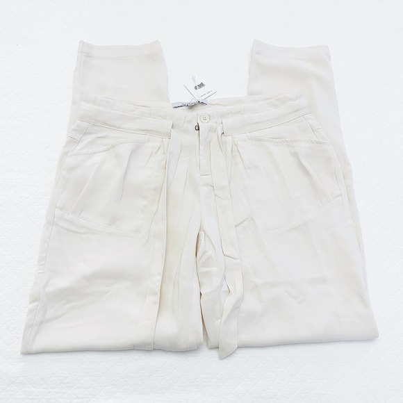 Naked Zebra Cream Straight Leg Pants Adjustable Crop SZ M - Picture 3 of 6